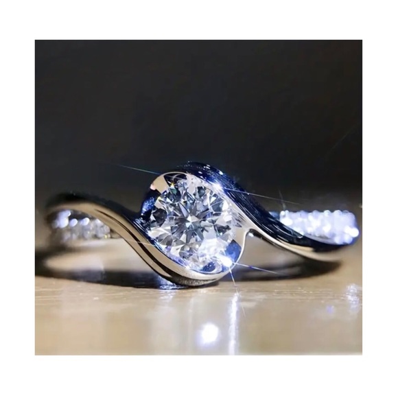 WHITE GOLD SUPER FLASH ZIRCON RING - Picture 4 of 7